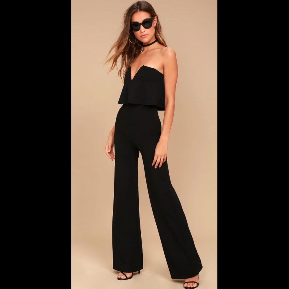 POWER OF LOVE BLACK STRAPLESS JUMPSUIT